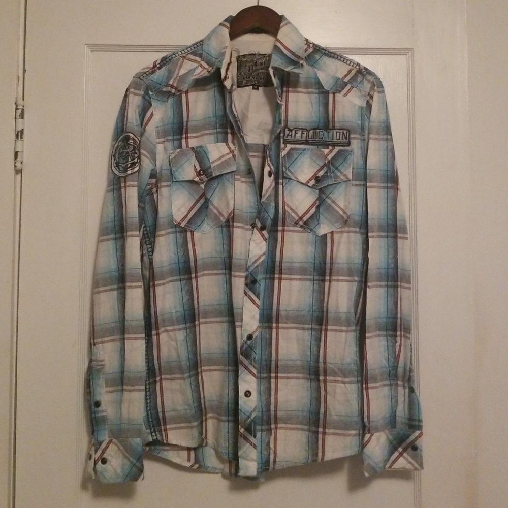 Affliction long sleeve plaid button up